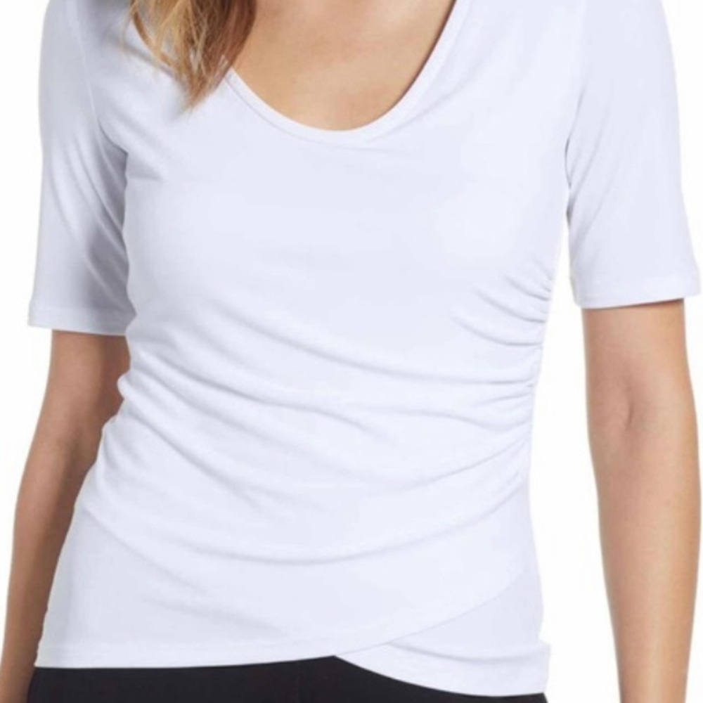 NWT leith white ruched side tee